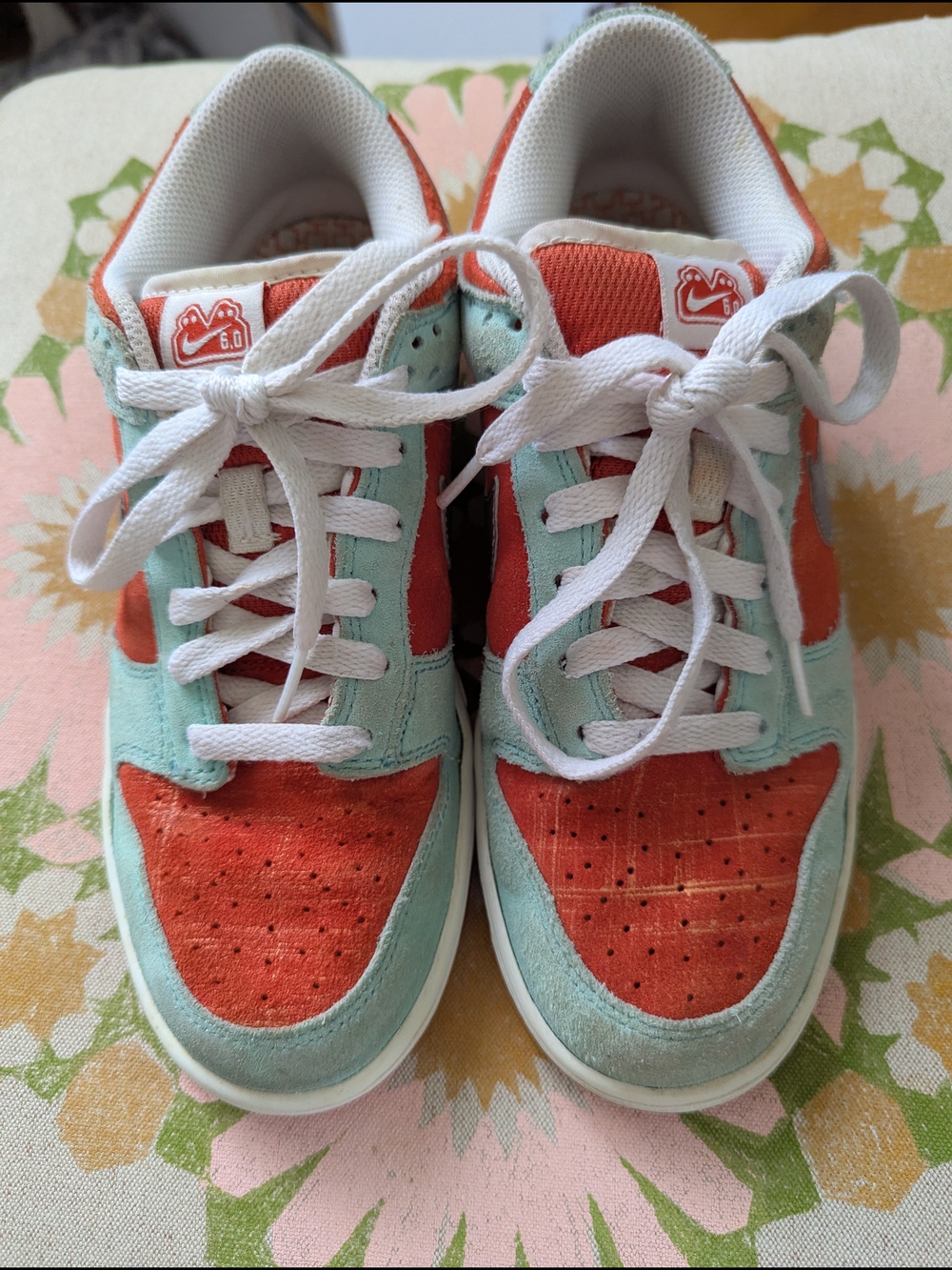 Womens Retro Nike SB 6.0 Dunk Low Orange & Teal Low-Top Sneakers Size 8
